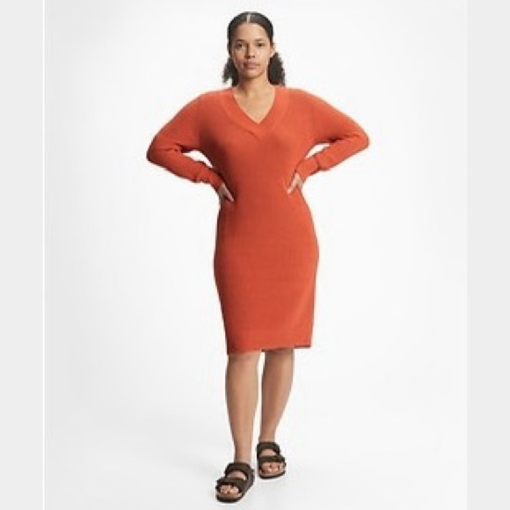 Gap Orange v-neck sweater dress